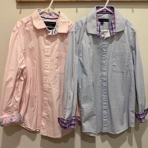Bundle Report Collection Boys Button Up Long Sleeve Dress Shirts Cuffs Size 12